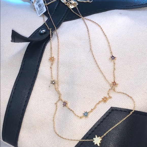 Madewell gold layered necklace with stars